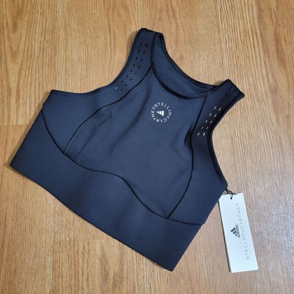 Adidas X Stella McCartney Designer Sports Bra Light Support Black White Mesh New - Picture 2 of 12